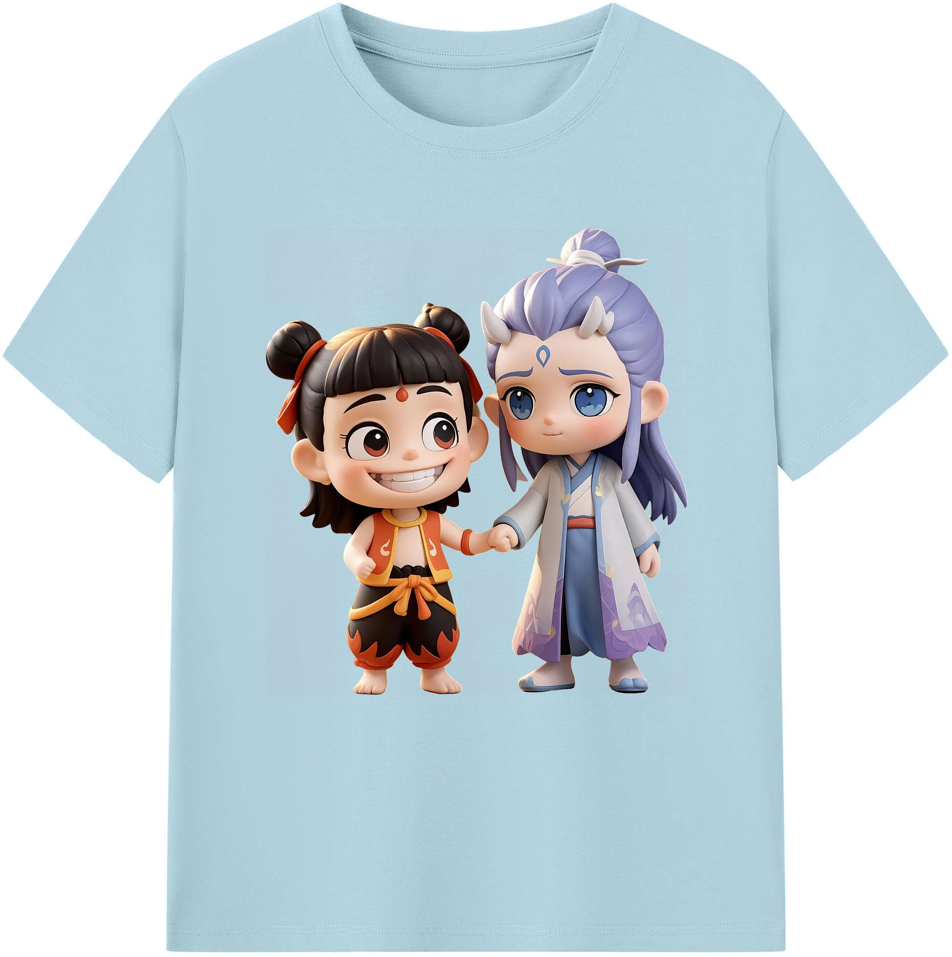 （画像用） Ne Zha 2 ナタ 魔童の大暴れ 綿100％半袖Tシャツ（フロントプリント）